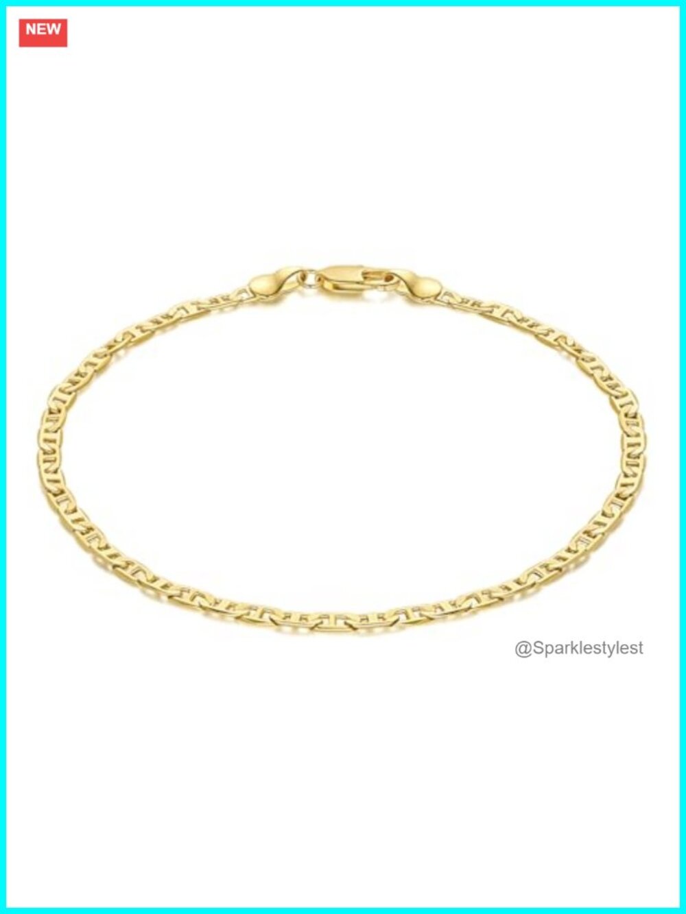 14k Gold Plated Ankle Bracelet Mariner Anchor Chain Lobster Clasp Waterproof